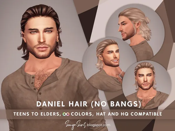 Alpha Daniel Hair (No Bangs) [simsfinds] - The Sims 4 Custom Content