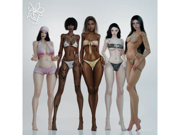 Alpha MARu00c9 BATHING SUITS CLOTHING SET by tauve - The Sims 4 Custom Content