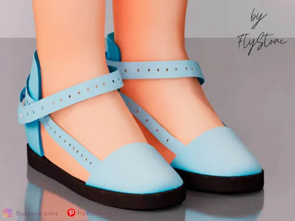 Maxis Match Child Avant Garde Ballet Flats With Straps by FlyStone - The Sims 4 Custom Content
