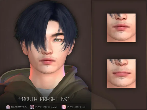 Mix Mouth Preset N91 by PlayersWonderland - The Sims 4 Custom Content