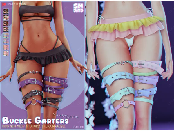 Alpha HONEY Buckle Garters by SMSims - The Sims 4 Custom Content