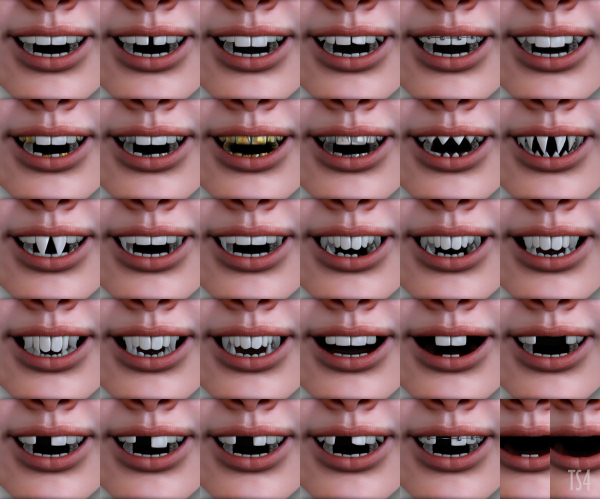 Alpha Default and non default alpha teeth by simsfinds - The Sims 4 Custom Content