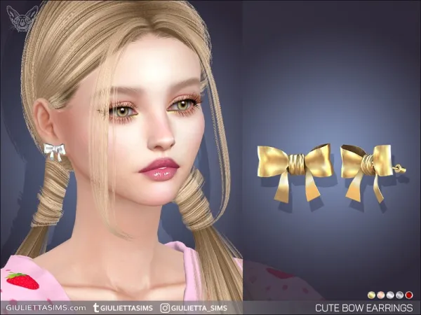 Alpha Cute Bow Stud Earrings - The Sims 4 Custom Content