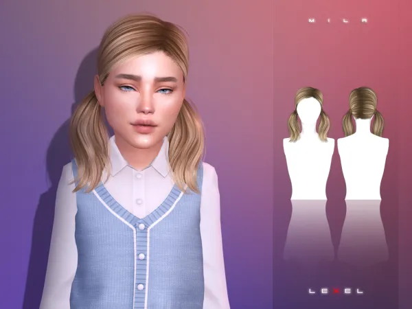 Alpha LEXEL Mila (child hairstyle) - The Sims 4 Custom Content