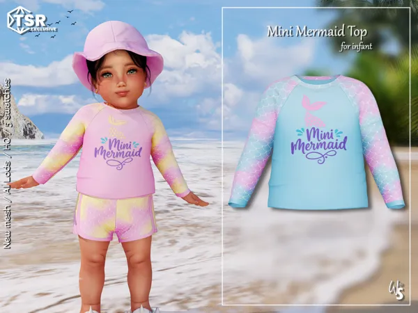 Alpha Mini Mermaid Top (infant) - The Sims 4 Custom Content