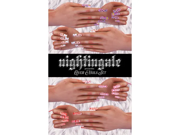 Alpha Lover Nails Set Gift by NightingaleSims - The Sims 4 Custom Content