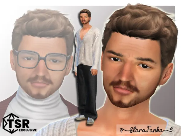Alpha Sim inspired by Pedro Pascal by starafanka - The Sims 4 Custom Content