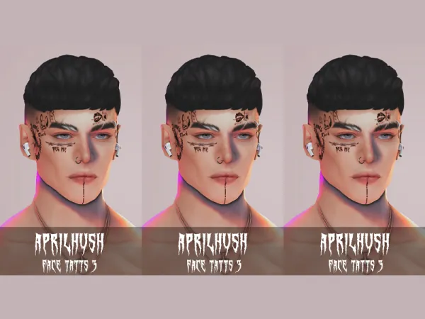 Mix [aprilhush] face tatts 3 by aprilhush - The Sims 4 Custom Content