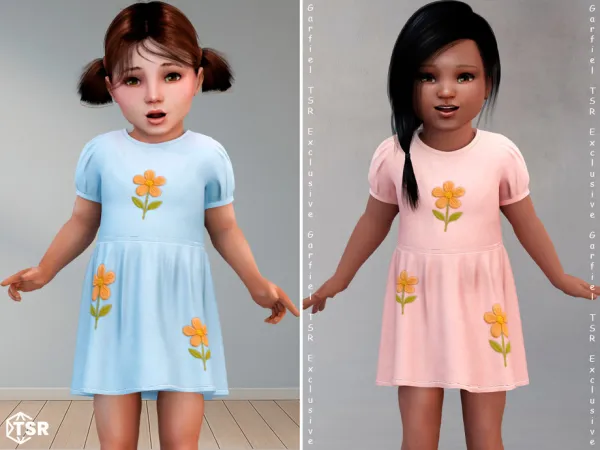 Maxis Match Toddler casual flower print dress by Garfiel - The Sims 4 Custom Content