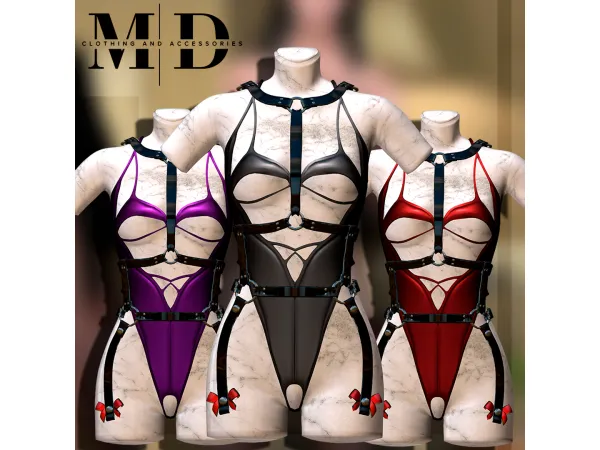 Alpha Full body harness lingerie February content - The Sims 4 Custom Content