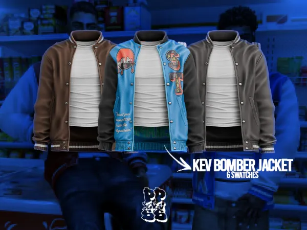 Alpha POPPIN Kev Bomber Jacket with Tank Top (Standard Version) - The Sims 4 Custom Content