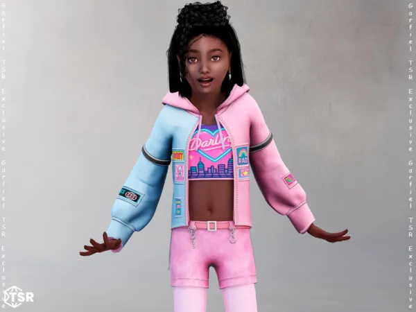 Maxis Match Child Two tone streetwear jacket set by Garfiel - The Sims 4 Custom Content