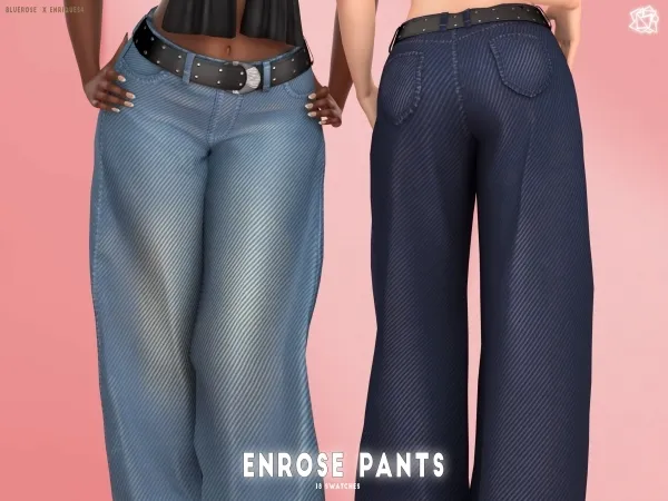 Mix ENROSE Denim Pants Bluerose x EnriqueS4 - The Sims 4 Custom Content
