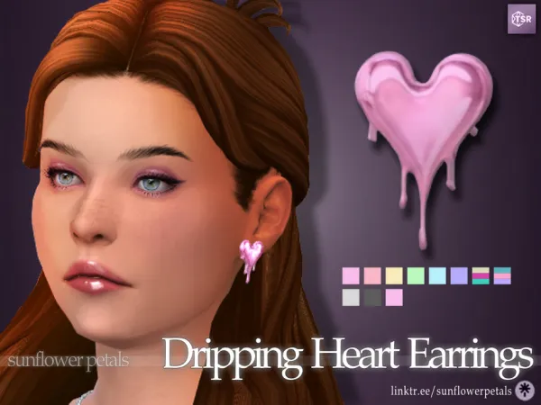 Mix Drip Heart Earrings - The Sims 4 Custom Content