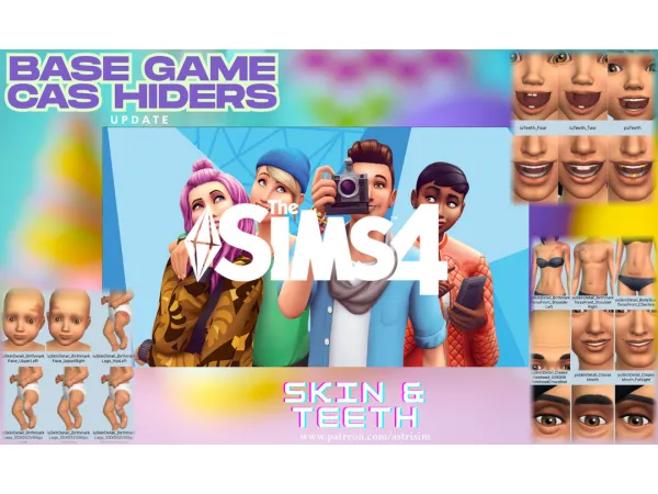 Mix Base Game CAS Hiders Update Skin Details Teeth Pack by astrisim - The Sims 4 Custom Content