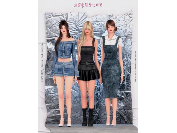 Alpha [SUNBERRY] 2521 GIFT SET Denim Collection - The Sims 4 Custom Content