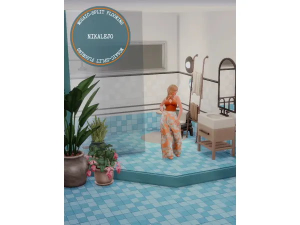 Maxis Match Mosaic Split Flooring by nikalejo - The Sims 4 Custom Content