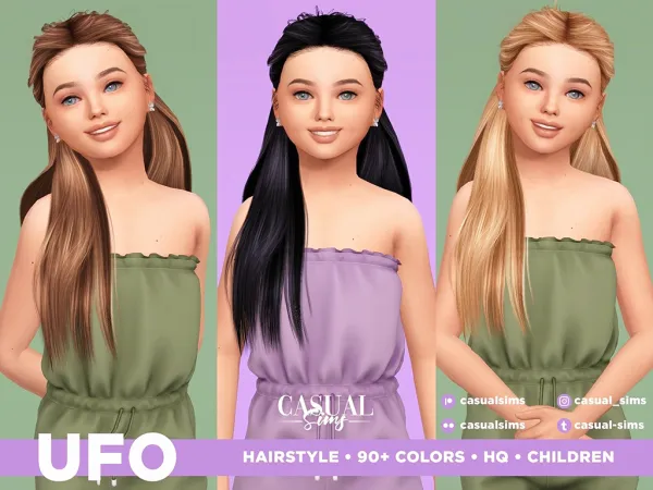 Alpha Ufo Hairstyle Left Children - The Sims 4 Custom Content