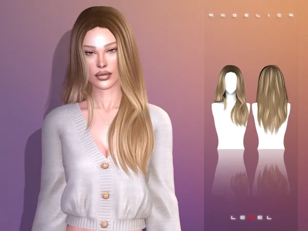Alpha LEXEL Angelica (adult hairstyle) by lexel - The Sims 4 Custom Content