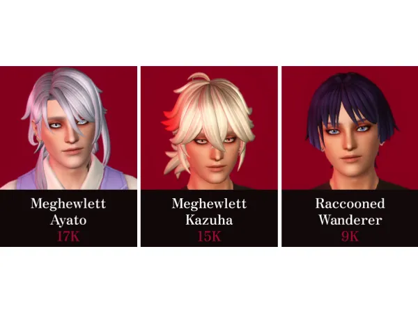 Genshin hairs converted to by rauh - The Sims 3 Custom Content