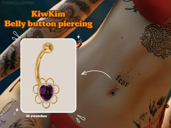 Alpha Kiwkim bwlly button piercing - The Sims 4 Custom Content