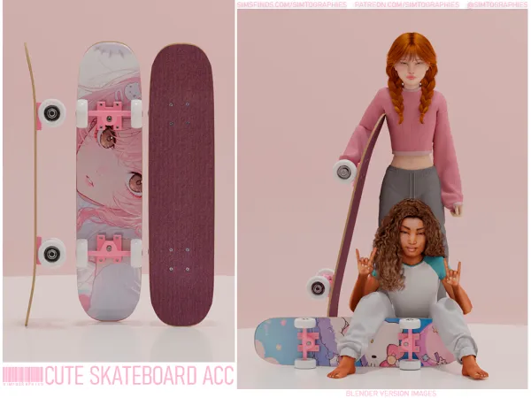 Alpha Cute Skateboard Acc - The Sims 4 Custom Content