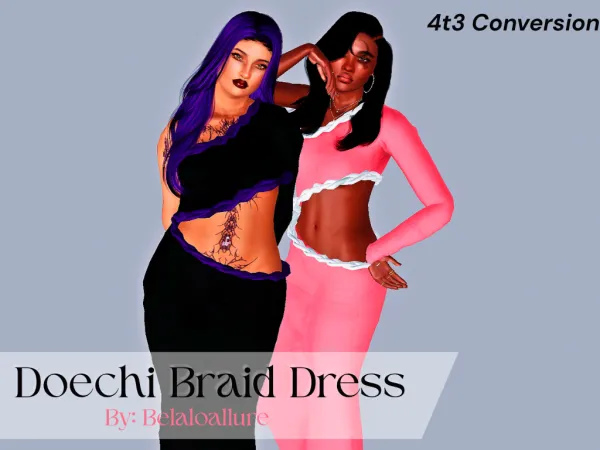 4t3 Doechi Braid Dress by geminipixels - The Sims 3 Custom Content