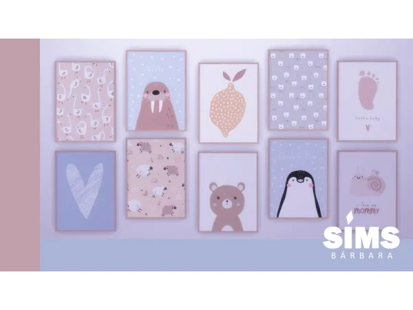Maxis Match Nursery Wall Decor Prints by BarbaraSims - The Sims 4 Custom Content
