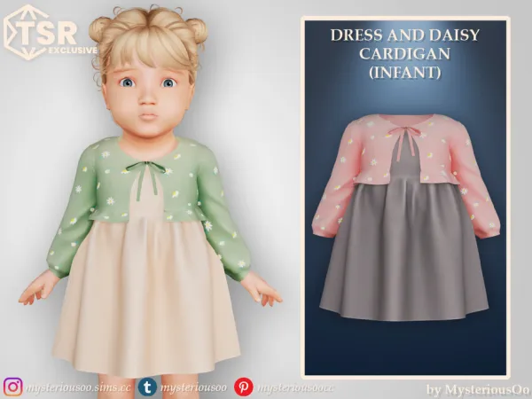 Mix Dress and daisy cardigan Infant by MysteriousOo - The Sims 4 Custom Content
