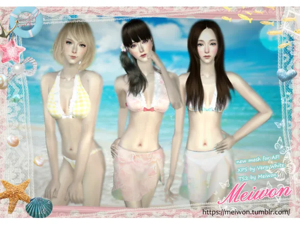 u3010Meiwonu3011 ufe0e Swimwear Set 01 - The Sims 2 Custom Content