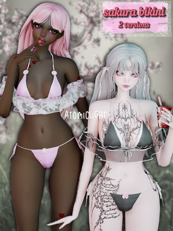 Alpha Sakura bikini by atomiclight - The Sims 4 Custom Content