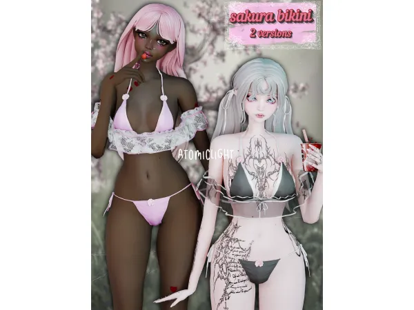 Alpha Sakura bikini by atomiclight - The Sims 4 Custom Content