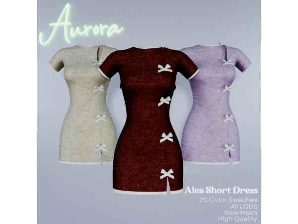 Alpha AU_Alea Short Dress - The Sims 4 Custom Content