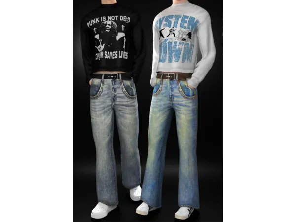 Alpha JEAN BOOTCUT AND SWEAT - The Sims 4 Custom Content