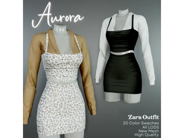 Alpha AU_Zara Outfit by Aurorats4 - The Sims 4 Custom Content