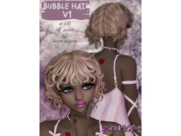 Maxis Match Bubble Hair 2 versions by atomiclight - The Sims 4 Custom Content