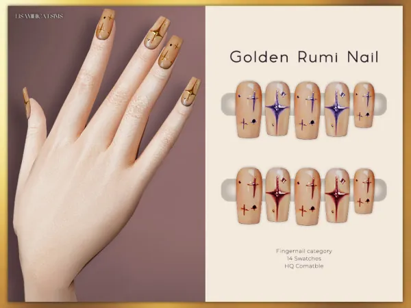 Golden Rumi Nail by Lisaminicatsims