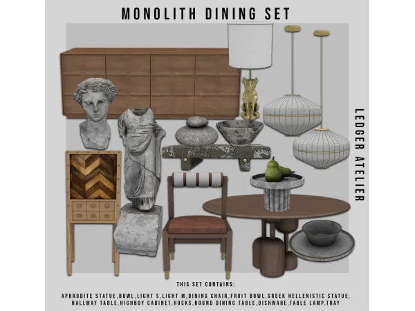 Alpha Monolith Dining Set ( All Atelier Tiers) - The Sims 4 Custom Content
