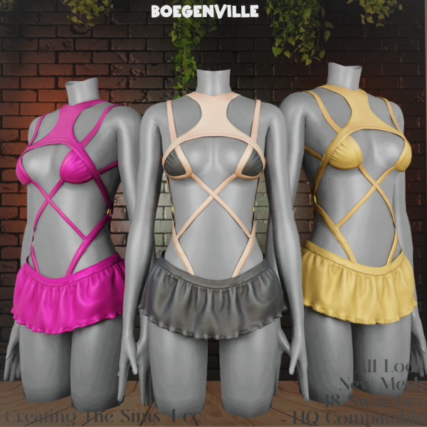 Alpha Boe_Natasya Lingerie Wearing a Short Skirt by boegenville - The Sims 4 Custom Content