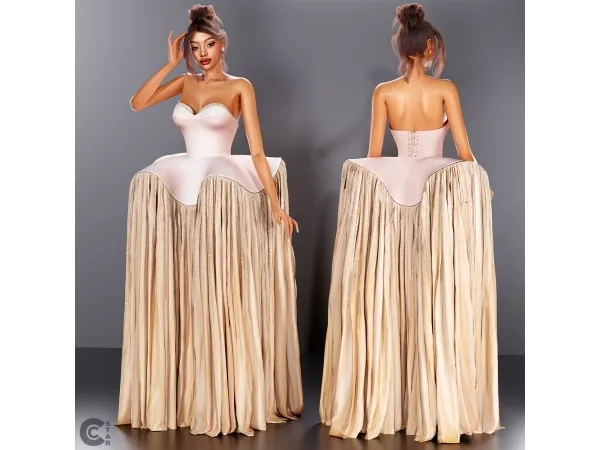 Alpha Peplum Gown with Gauzy Skirt cool_content_star - The Sims 4 Custom Content