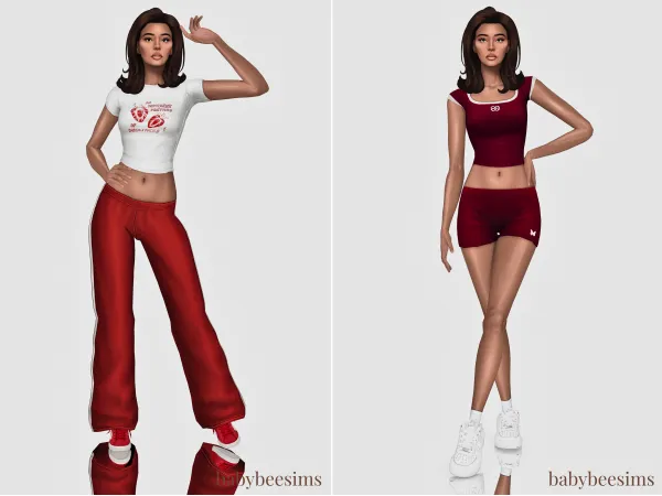 Maxis Match Tomato Girl Lookbook Athletic Wear by babybeesims - The Sims 4 Custom Content