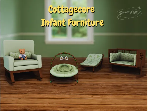 Alpha Cottagecore infant furniture - The Sims 4 Custom Content