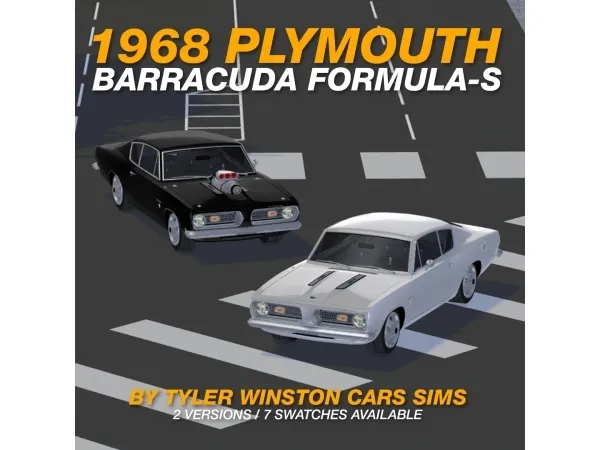Alpha Tyler Winston Cars 1968 Plymouth Barracuda Formula S - The Sims 4 Custom Content