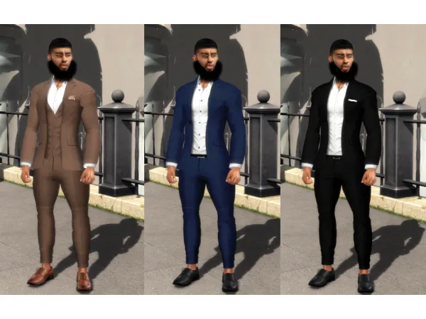Alpha Classic Man Suit Top Bottom Formal Shoes life simz by blvck - The Sims 4 Custom Content