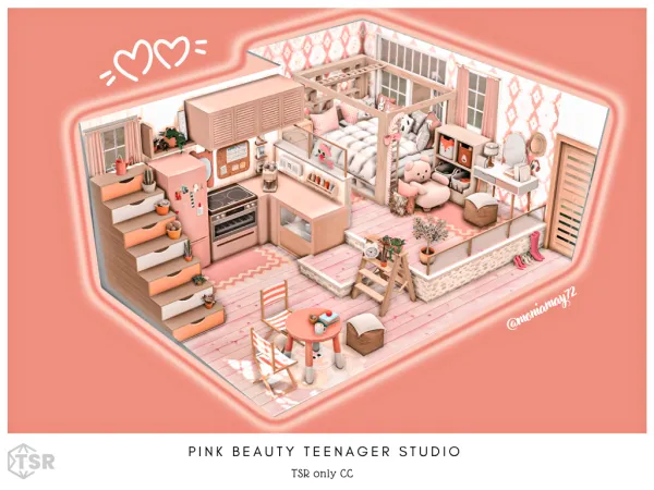 Alpha Pink Beauty Teennager Studio - The Sims 4 Custom Content
