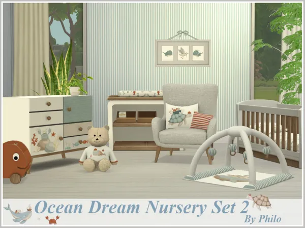 Mix Ocean Dream Nursery Set (Part 2) by philo - The Sims 4 Custom Content