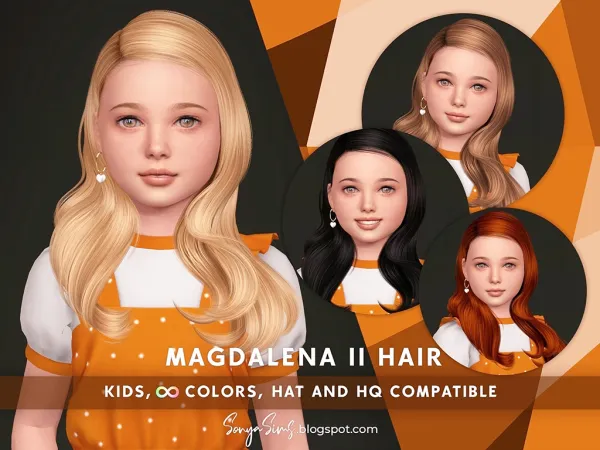 Alpha sonyasims MAGDALENA HAIR KIDS (STYLE 2) - The Sims 4 Custom Content