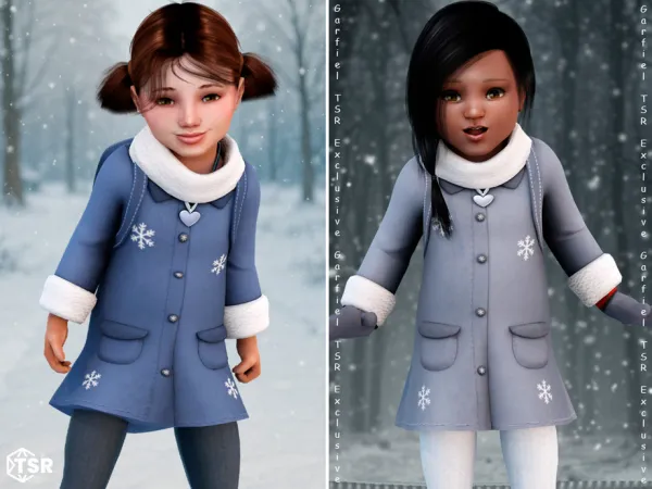 Maxis Match Cozy winter coat with snowflake embroidery by Garfiel - The Sims 4 Custom Content