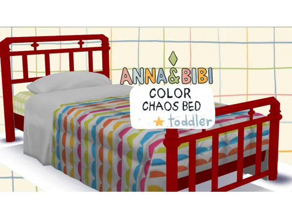 Maxis Match Color chaos bed Toddler AnnaBibi - The Sims 4 Custom Content