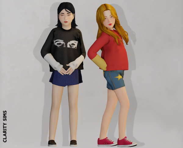 Alpha Carol Sweater Child by clarity-sims - The Sims 4 Custom Content